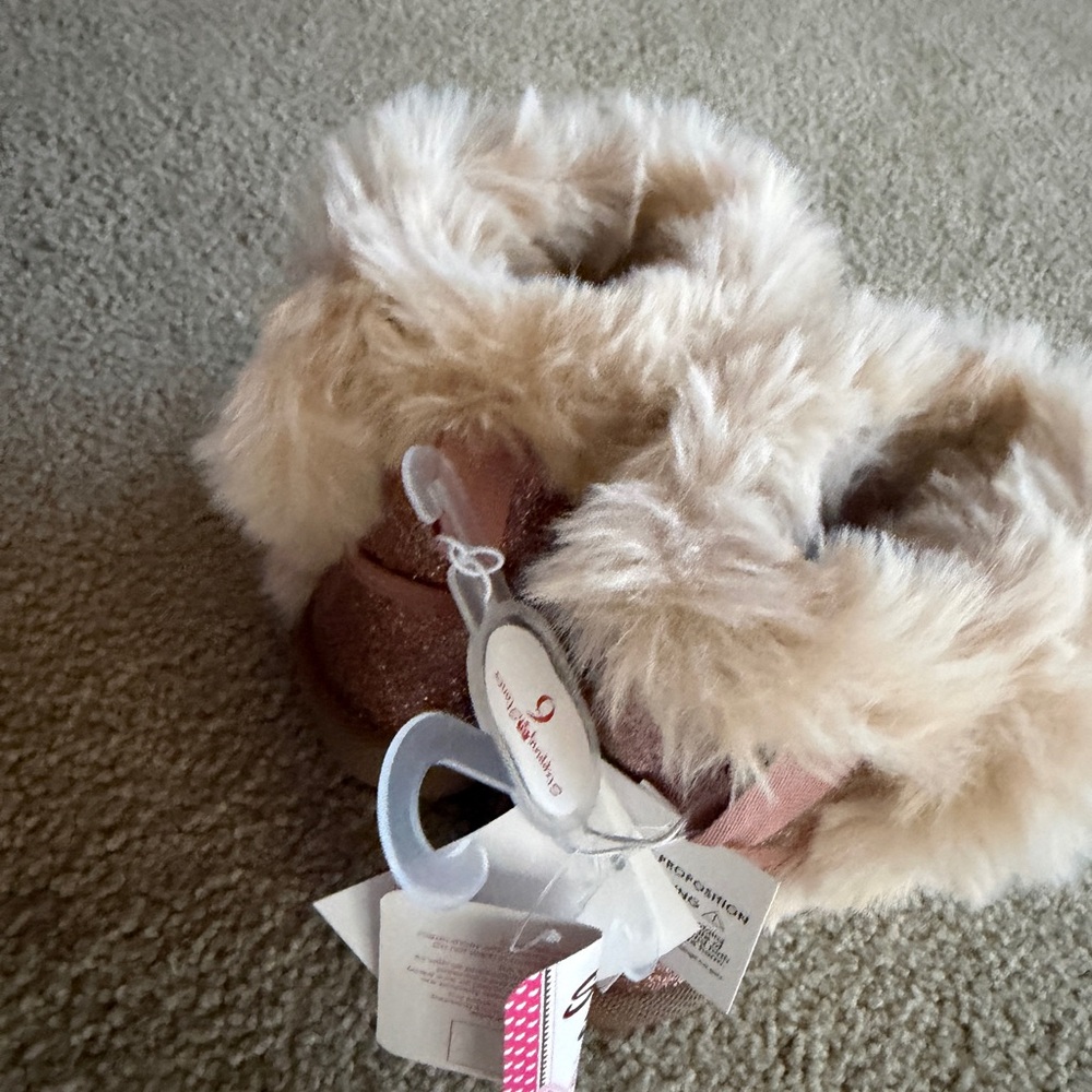 Cozy Pink and Cream Kids Fur Booties